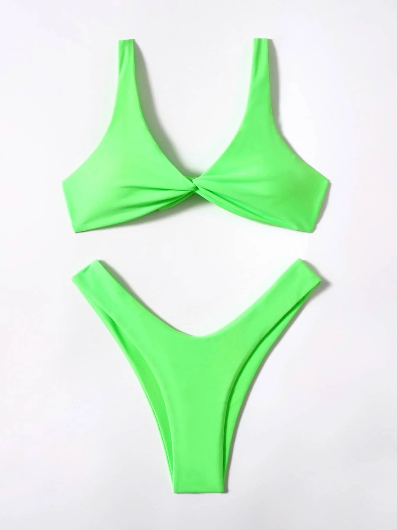 Solid Tie Bikini Set - Women's Push-Up Brazilian Swimsuit