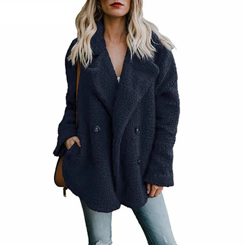 Women's Faux Fur Teddy Coat - Long Sleeve Winter Jacket