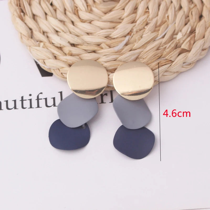 Bohemian Geometric Earrings - Blue Flower Butterfly Dangle Earrings for Women