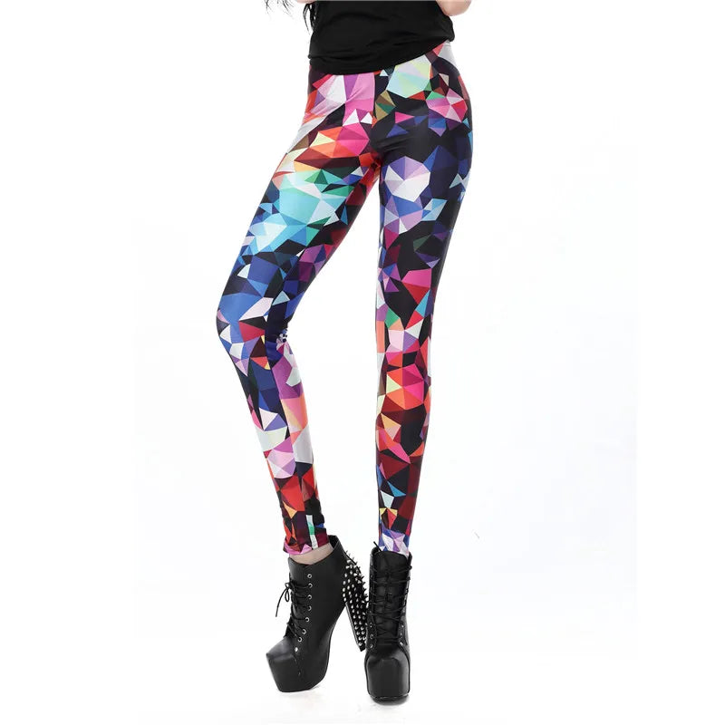 Women's 3D Printed Leggings - Colorful Ray Fluorescence Pattern