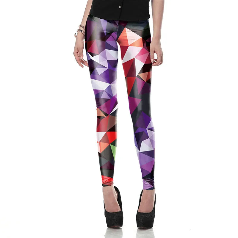 Women's 3D Printed Leggings - Colorful Ray Fluorescence Pattern