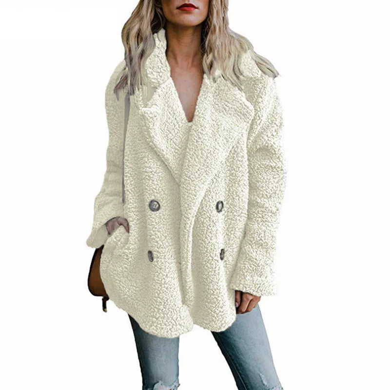 Women's Faux Fur Teddy Coat - Long Sleeve Winter Jacket