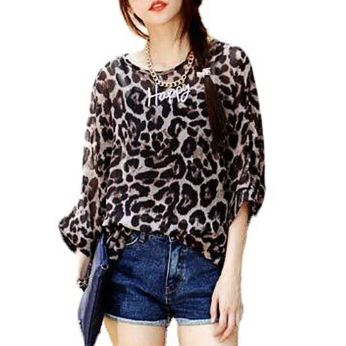 Women's Bohemian Chiffon Blouse - Plus Size Batwing Sleeve Summer Top