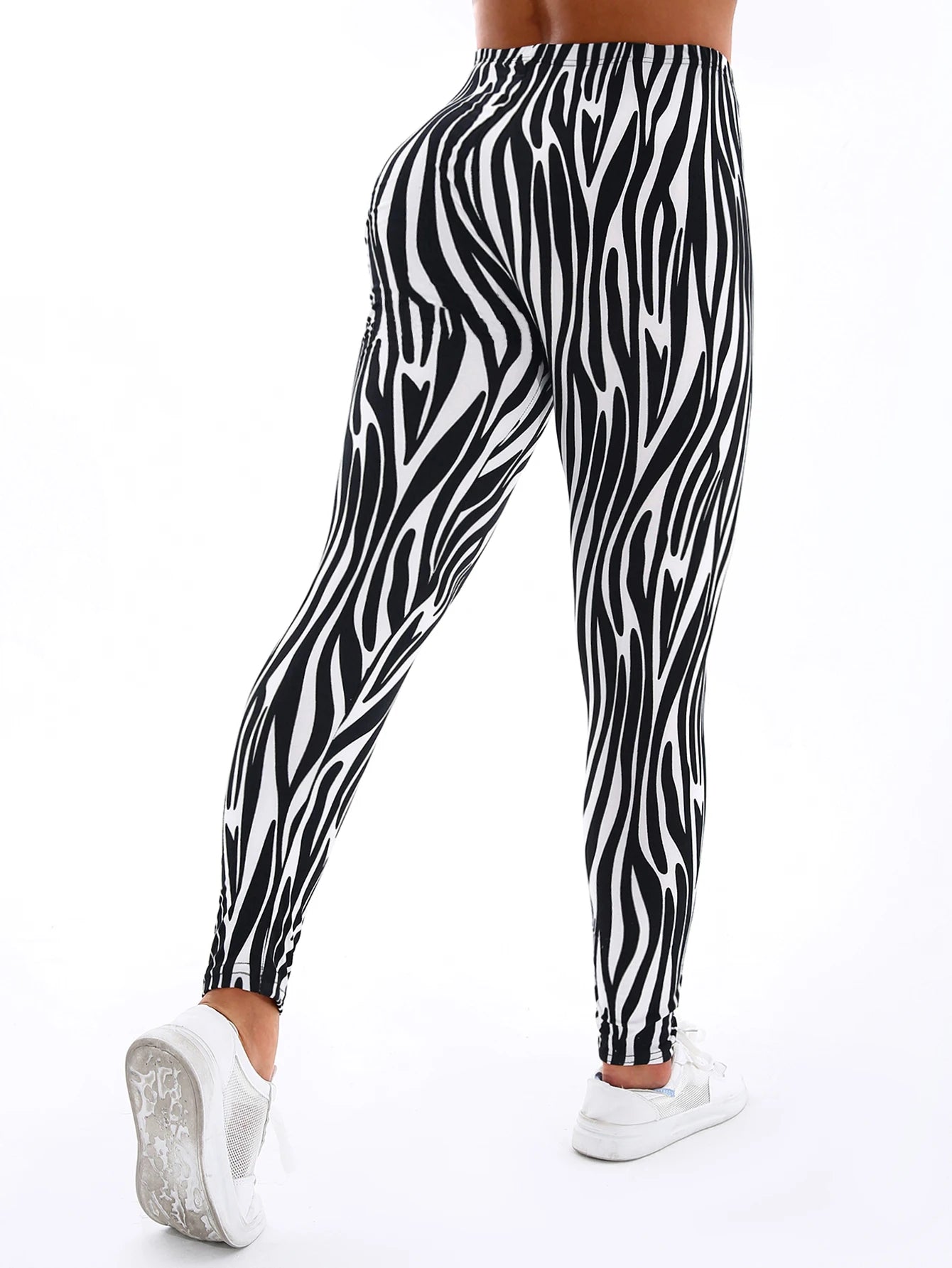 Women's High-Waist Striped Leggings - Athletic Yoga Pants