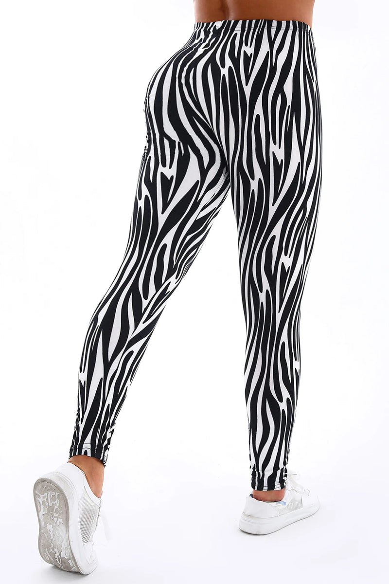 Women's High-Waist Striped Leggings - Athletic Yoga Pants