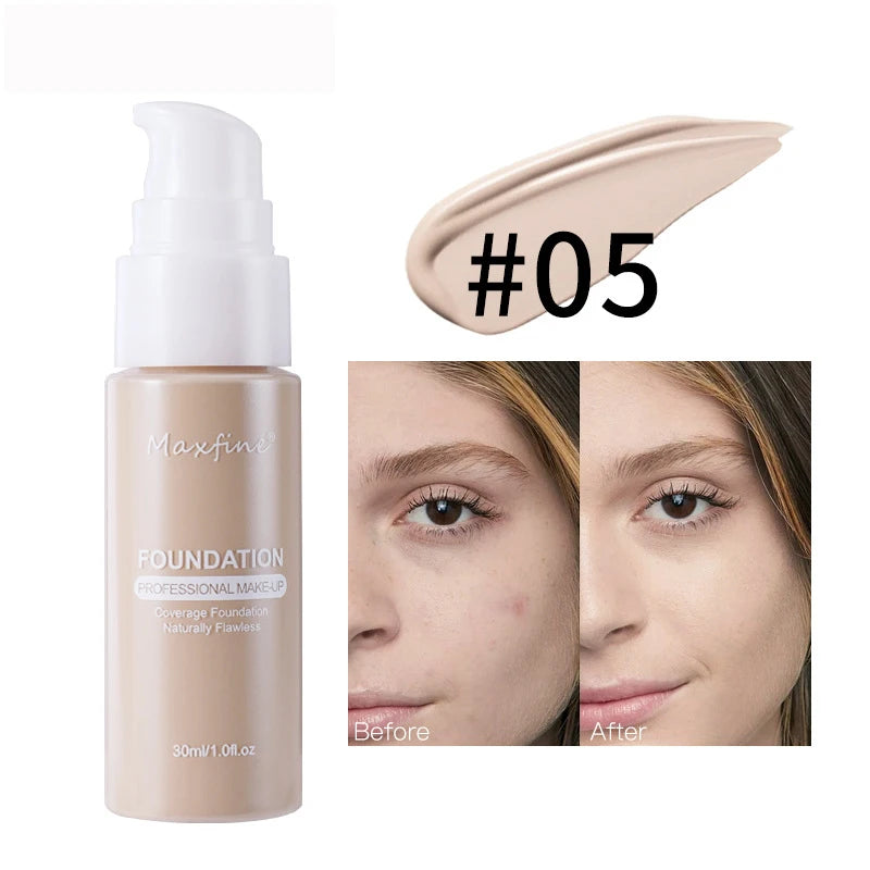 MAXFINE Waterproof Liquid Foundation - Long-Lasting Concealer