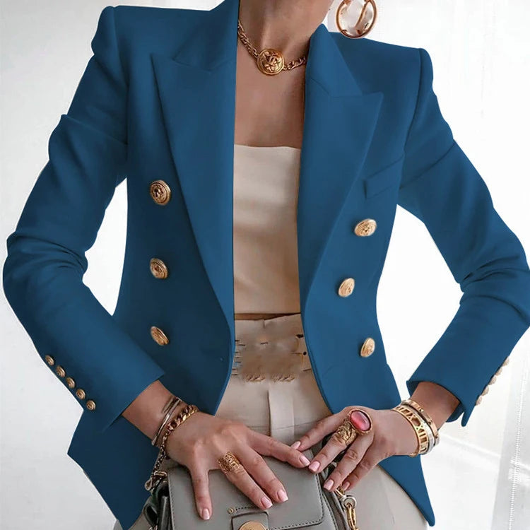 Women's Professional Blazer - Elegant Single-Button Suit Jacket
