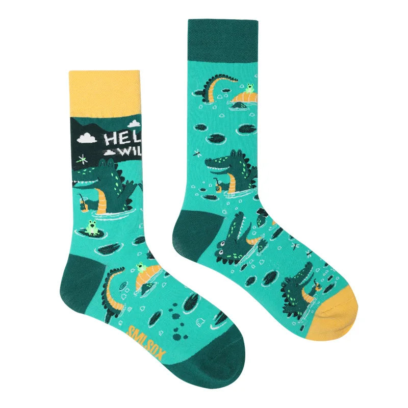 Colorful Cotton Crew Socks - Unisex Mid-Calf Casual Socks