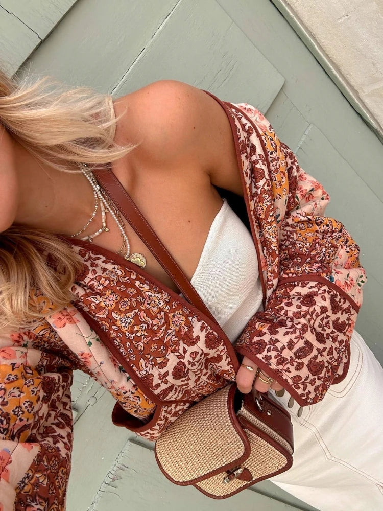Women's Vintage Print Patchwork Cotton Jacket