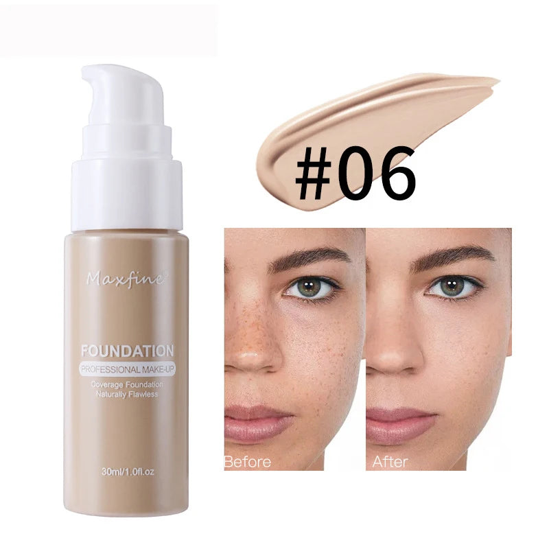 MAXFINE Waterproof Liquid Foundation - Long-Lasting Concealer