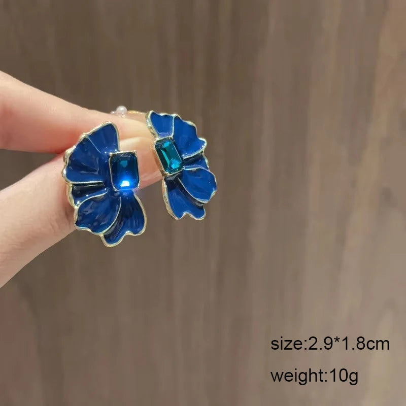 Bohemian Geometric Earrings - Blue Flower Butterfly Dangle Earrings for Women