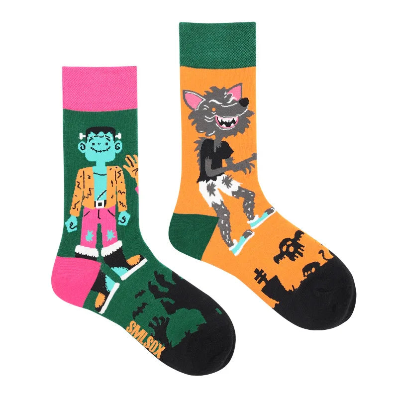 Colorful Cotton Crew Socks - Unisex Mid-Calf Casual Socks