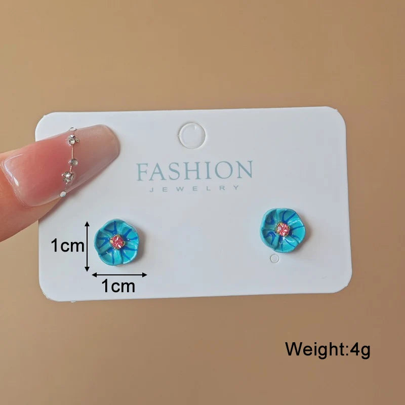 Bohemian Geometric Earrings - Blue Flower Butterfly Dangle Earrings for Women