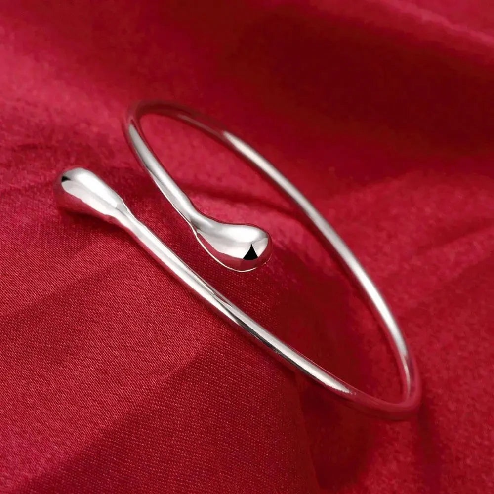 925 Sterling Silver Water Droplet Cuff Bracelet for Women