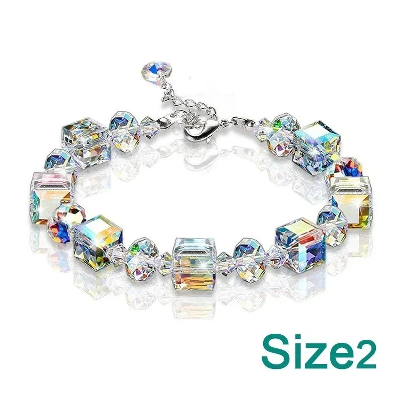 Crystal Cube Bracelet - Trendy Geometric Beaded Wrist Chain for Women