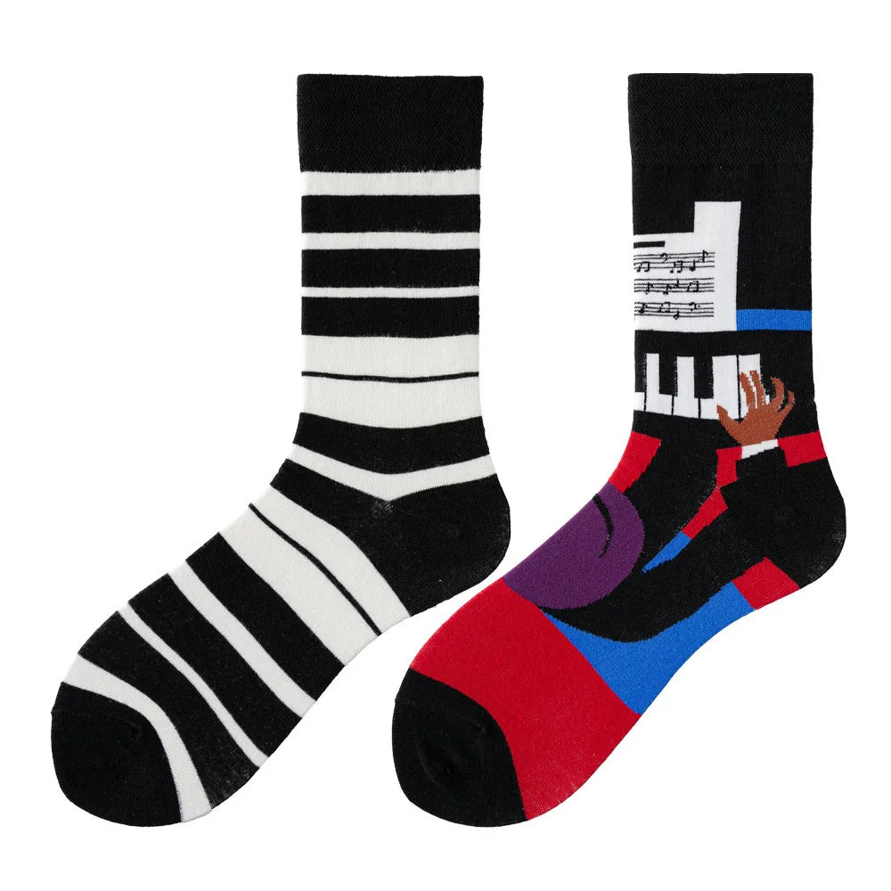 Colorful Cotton Crew Socks - Unisex Mid-Calf Casual Socks