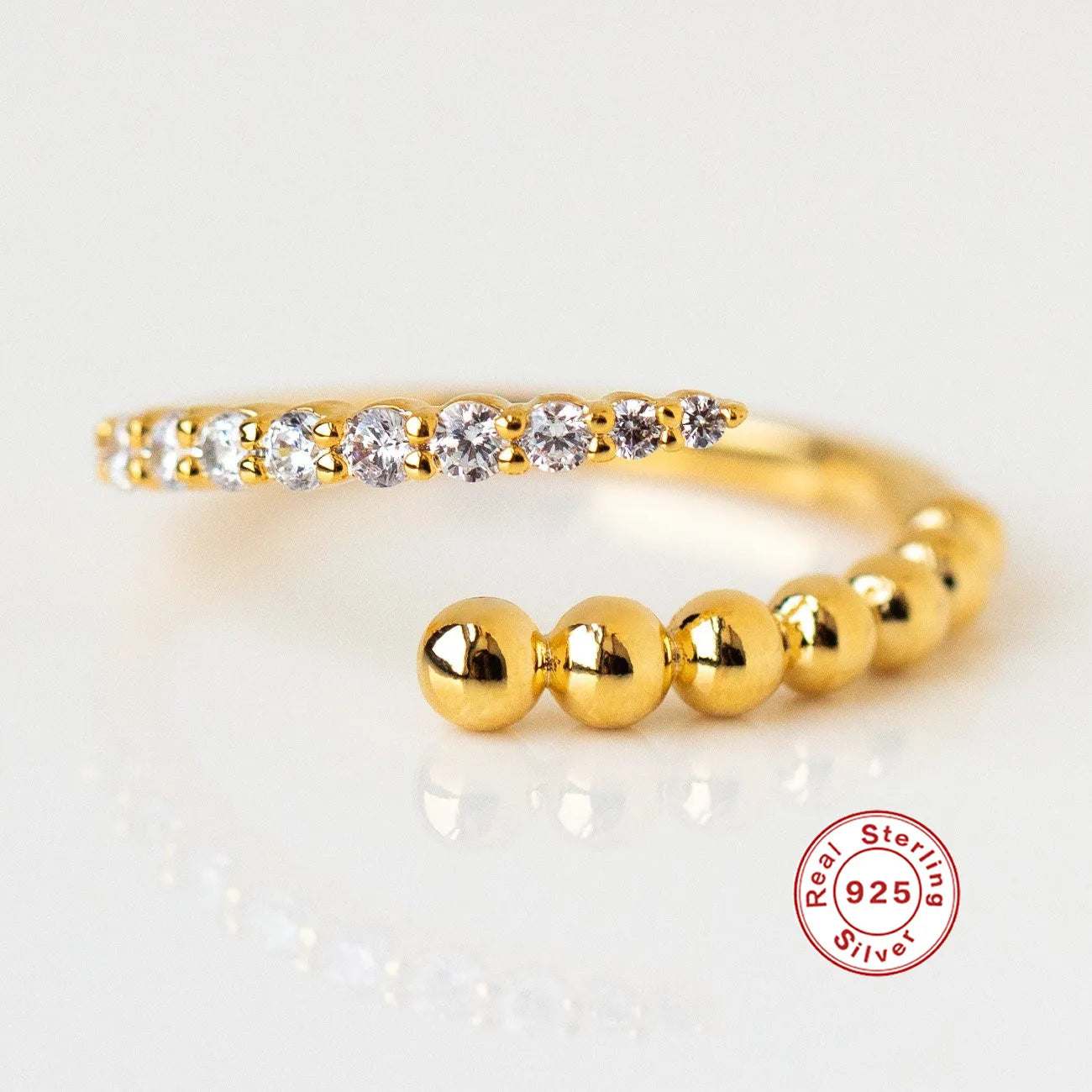 925 Sterling Silver Snake Ring - Adjustable Open Band for Women