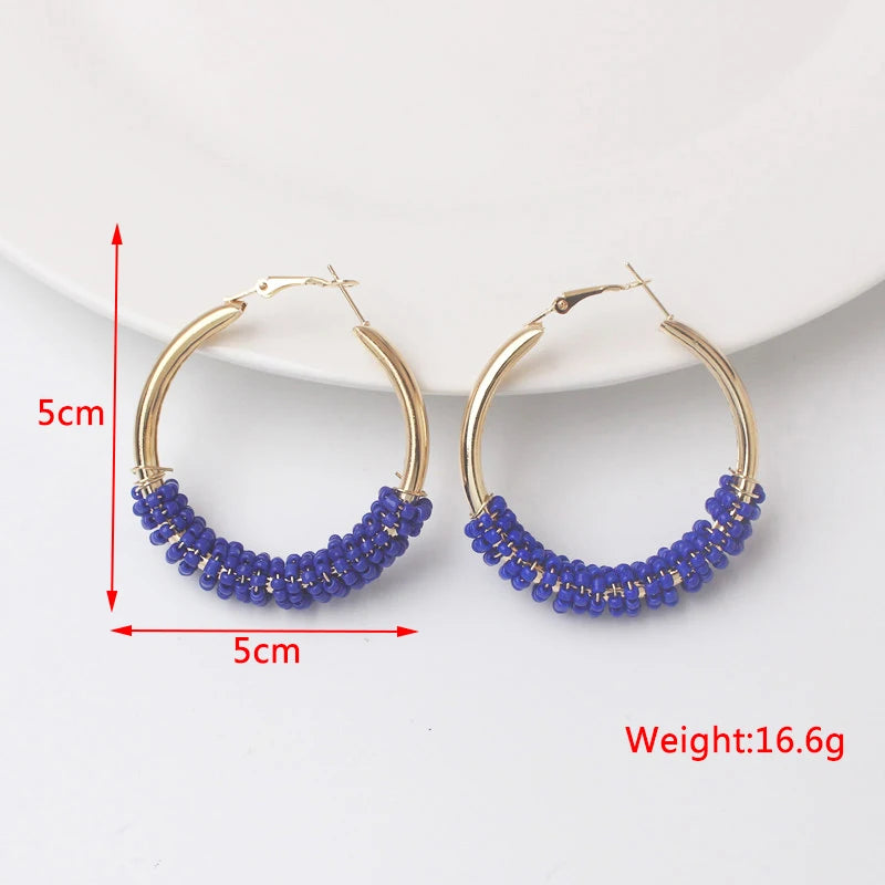 Bohemian Geometric Earrings - Blue Flower Butterfly Dangle Earrings for Women