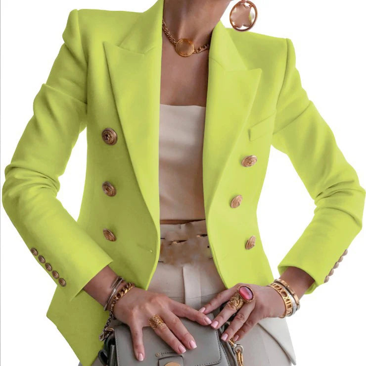 Women's Professional Blazer - Elegant Single-Button Suit Jacket