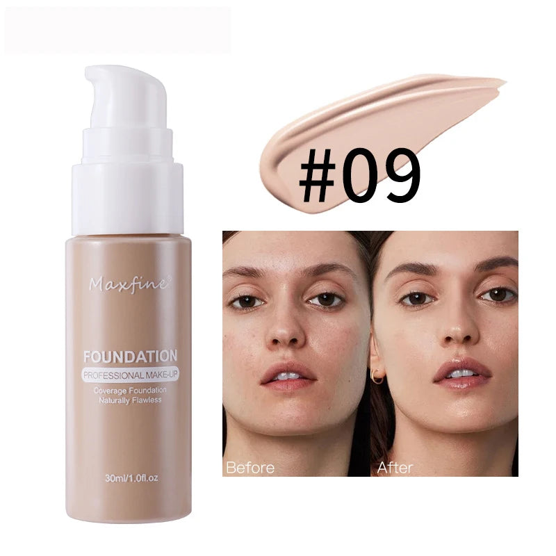 MAXFINE Waterproof Liquid Foundation - Long-Lasting Concealer