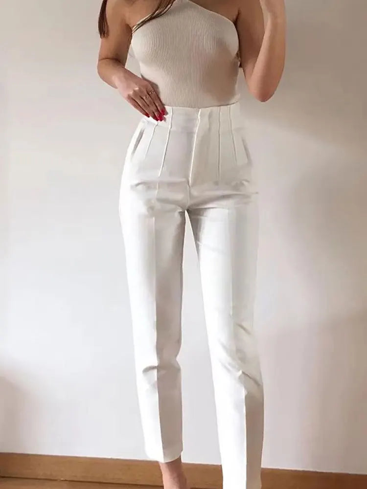 Women's High Waist Pencil Pants - Elegant Office Wear