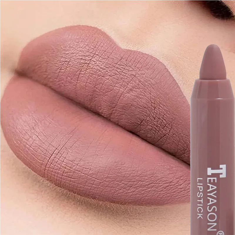 TEAYASON Nude Velvet Matte Lipstick Pencil - Long-Lasting Waterproof Lip Liner
