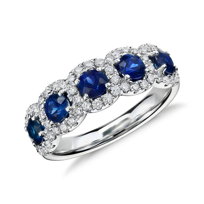 Luxury Blue & White Cubic Zirconia Wedding Ring