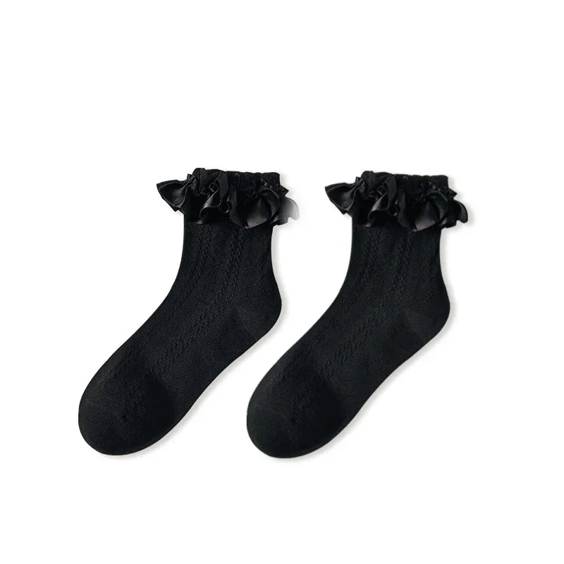 Women's Lolita Ruffle Socks - Cotton Lacework Ankle Socks