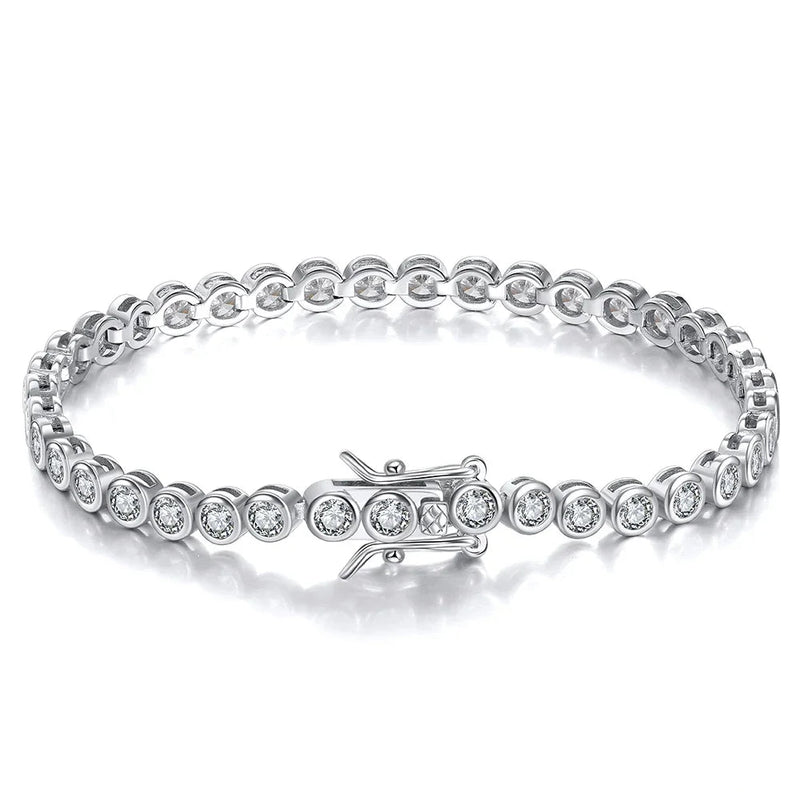 Rinntin Sterling Silver Tennis Bracelet with Cubic Zirconia