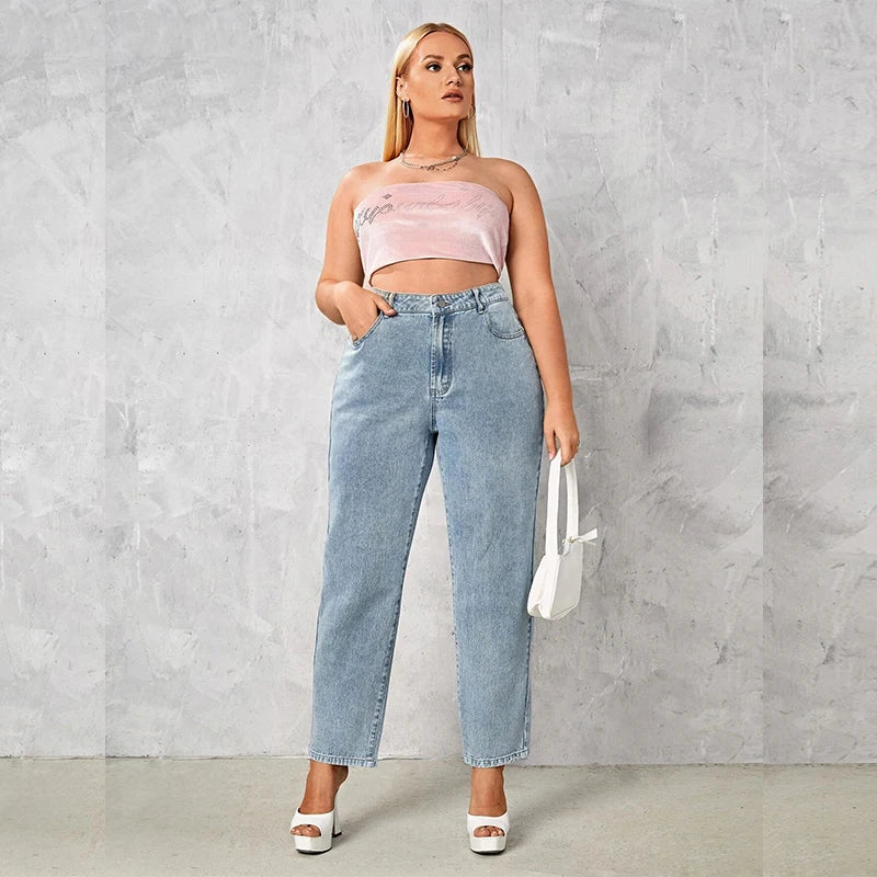 Women's High-Waist Straight Leg Jeans - Plus Size