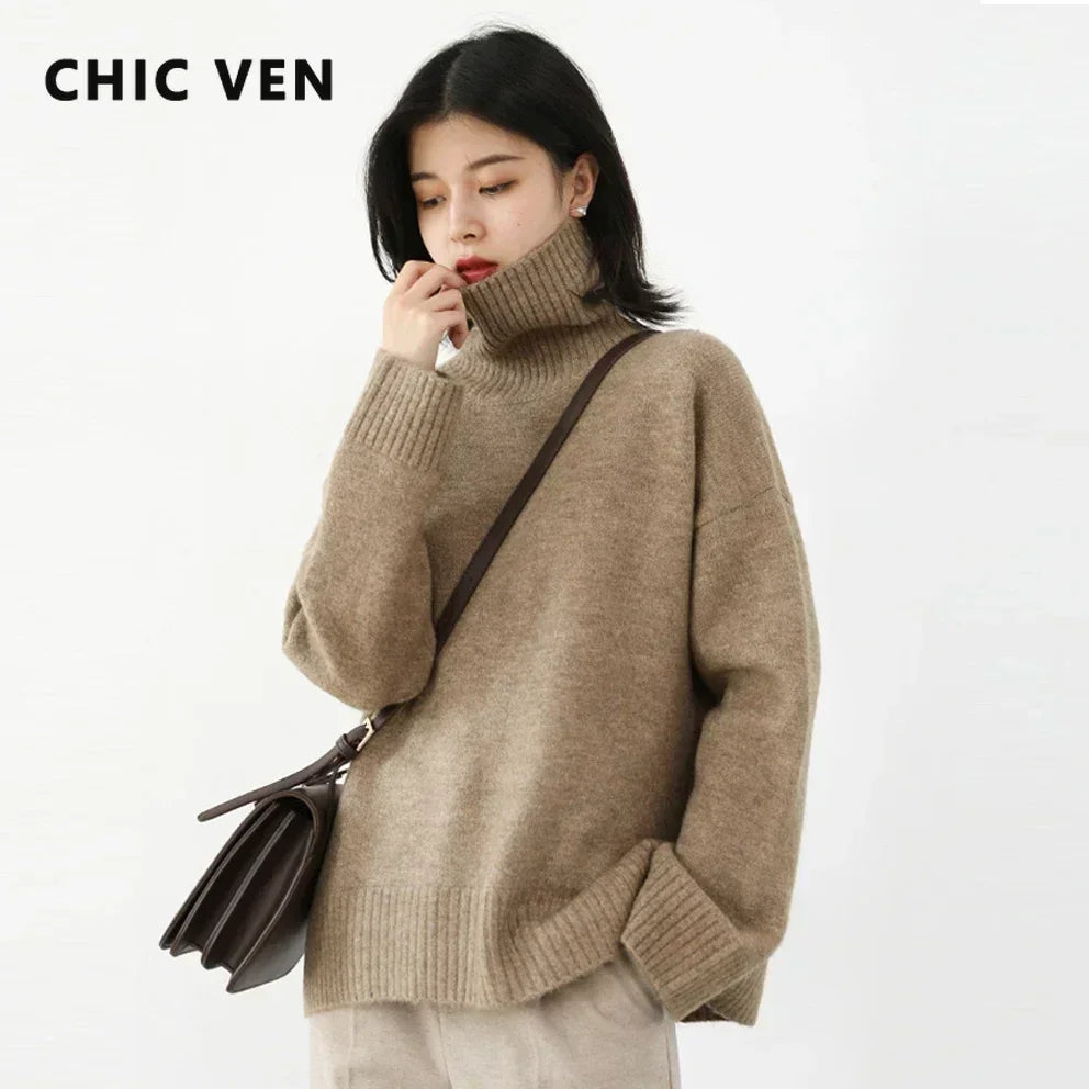 Korean Turtleneck Sweater - Women's Loose Warm Pullover