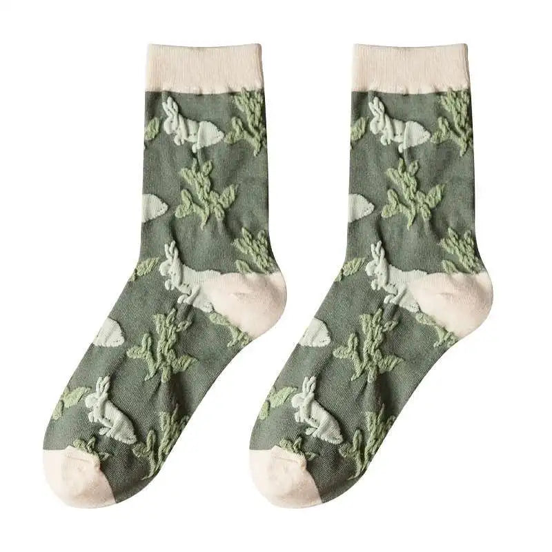 Women's Embroidered Floral Socks - 5 Pairs Set