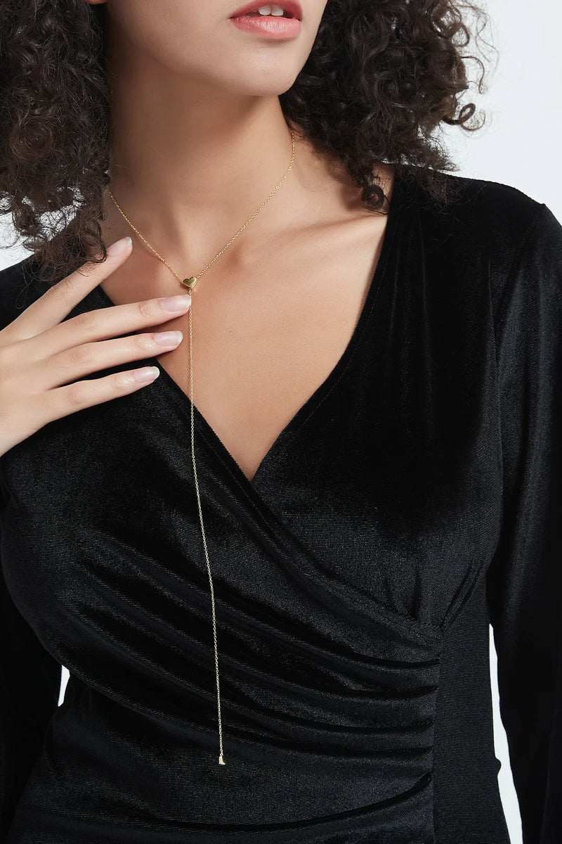 925 Sterling Silver Adjustable Heart Pendant Necklace