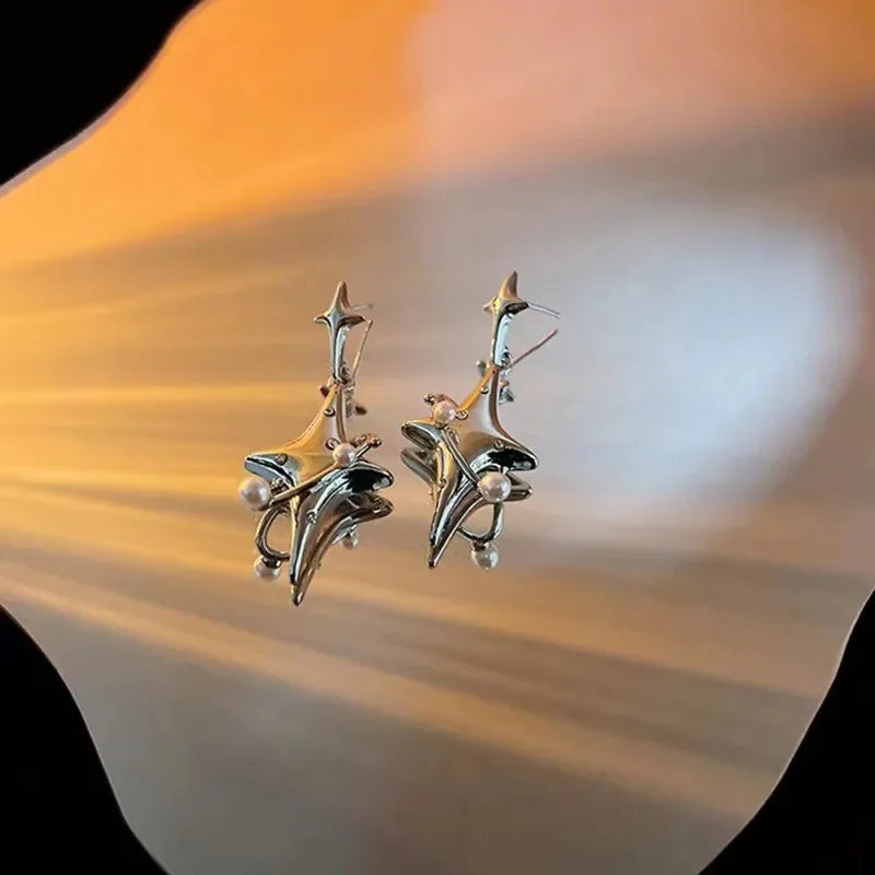 Star Drop Earrings - Pearl & Crystal Fashion Jewelry