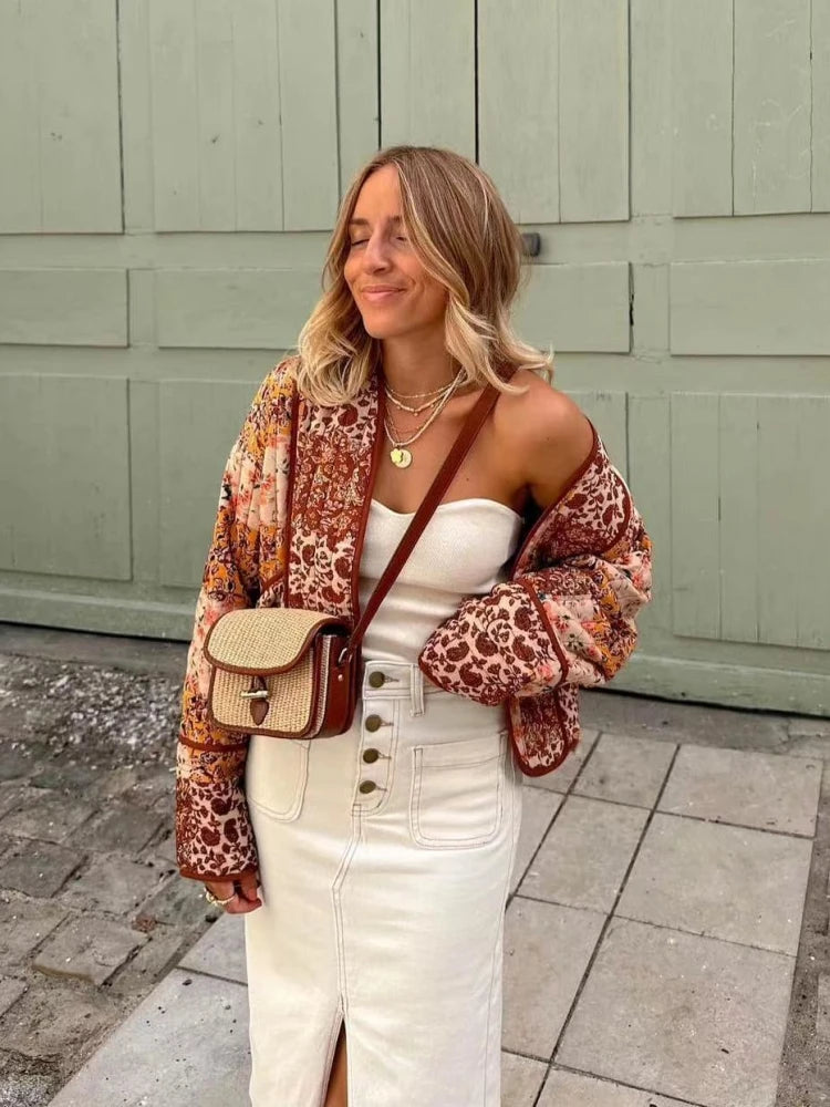 Women's Vintage Print Patchwork Cotton Jacket