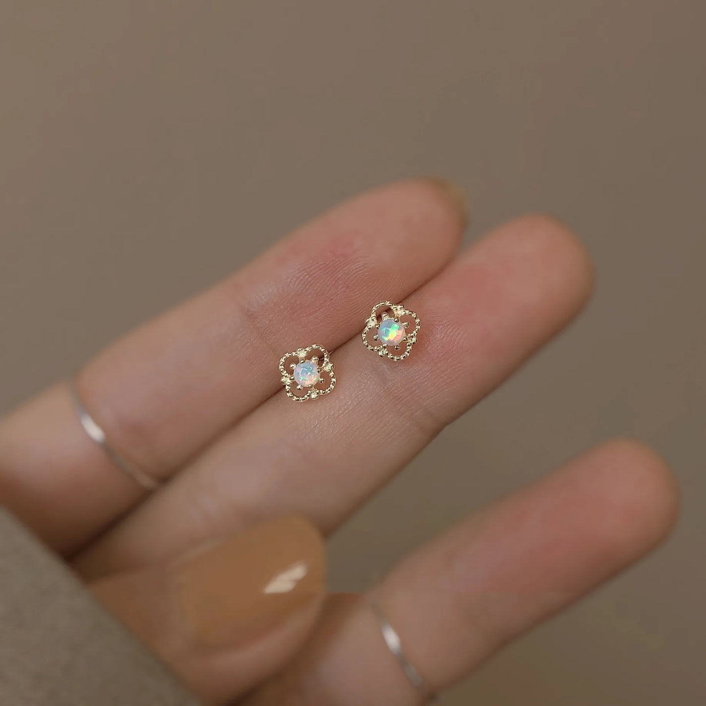 Sterling Silver Zircon Stud Earrings - Gold Plated Crystal Jewelry