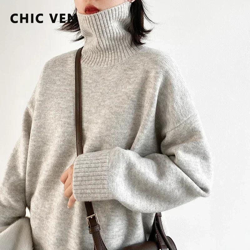 Korean Turtleneck Sweater - Women's Loose Warm Pullover