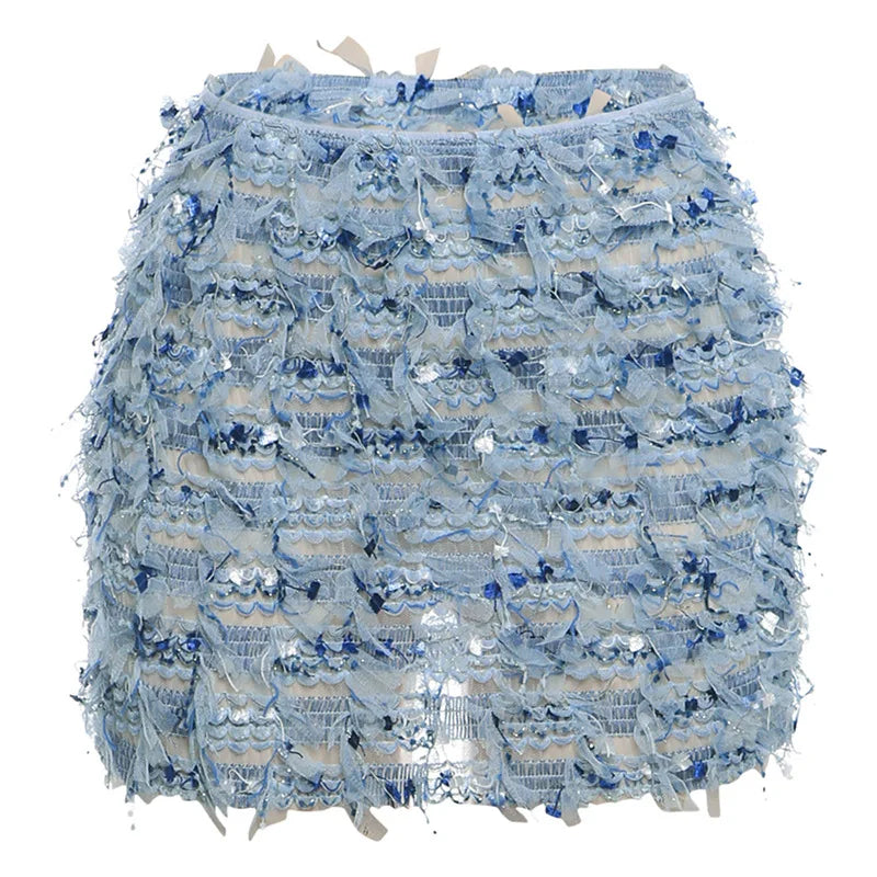 Women's Knit Tassel Skirt - Slim Fit Stretch Streetwear