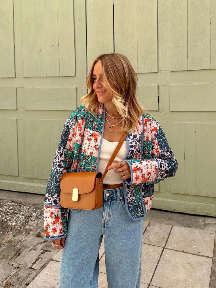 Women's Vintage Print Patchwork Cotton Jacket