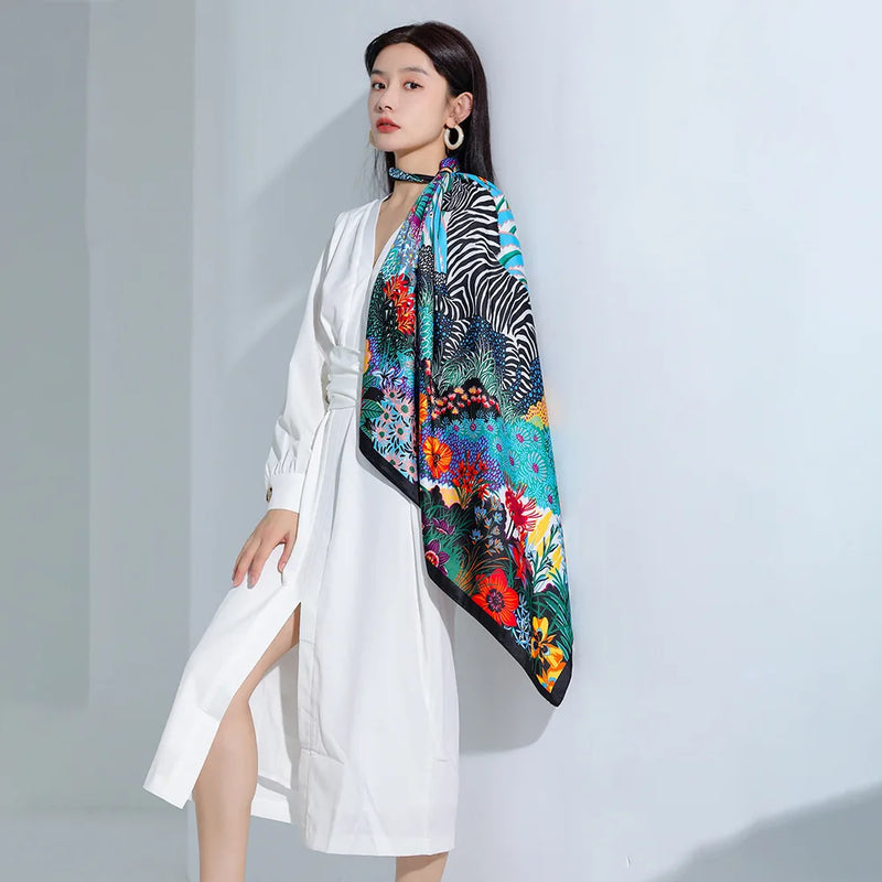 Women's Silk-Feel Square Scarf - Versatile Neck & Hair Accessory