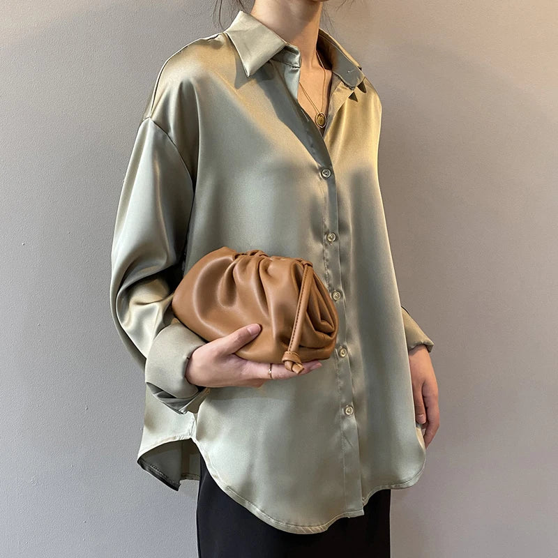 Vintage Button-Up Shirt - Autumn Long Sleeve Blouse
