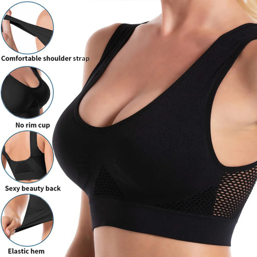 Women's Wireless Sports Bra - Breathable Padded Crop Top for Yoga & Fitness