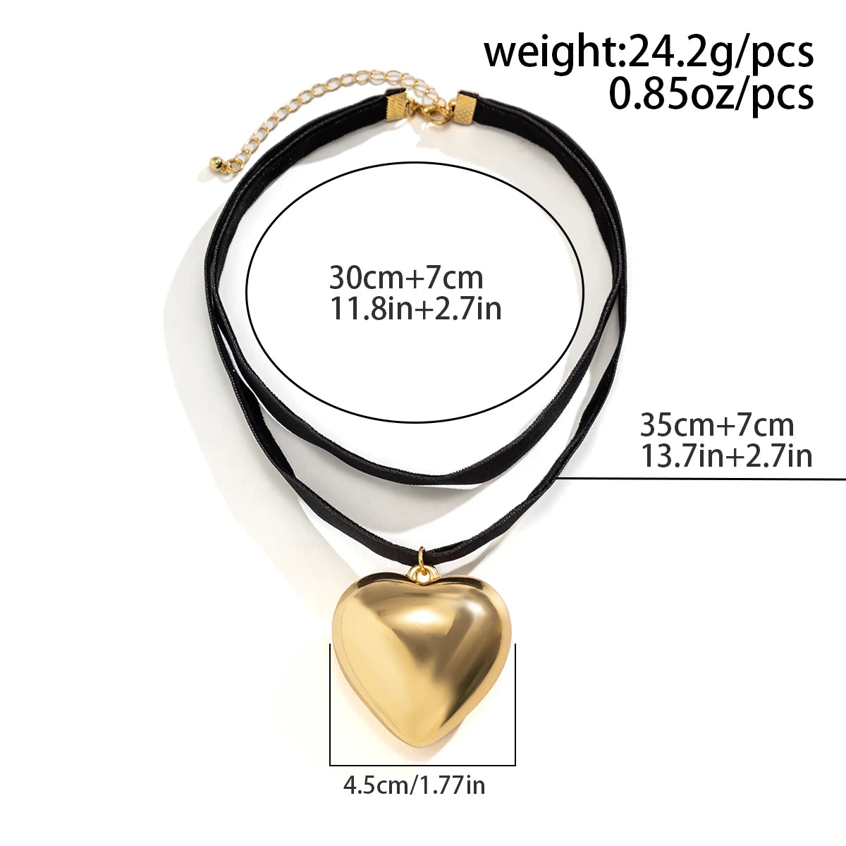 Oversized Heart Pendant Choker Necklace - Multilayer Gothic Velvet Statement Jewelry