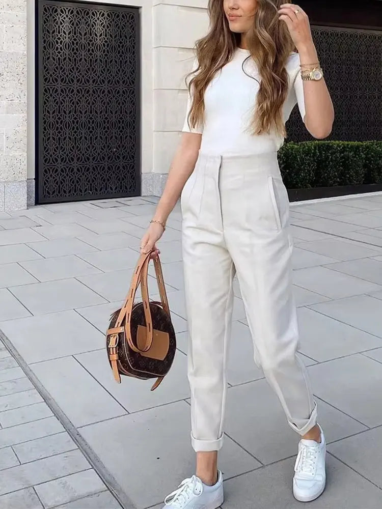 Women's High Waist Pencil Pants - Elegant Office Wear