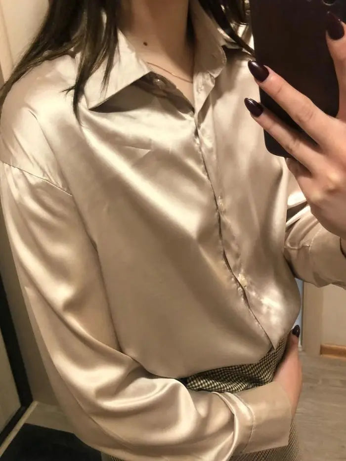 Vintage Button-Up Shirt - Autumn Long Sleeve Blouse