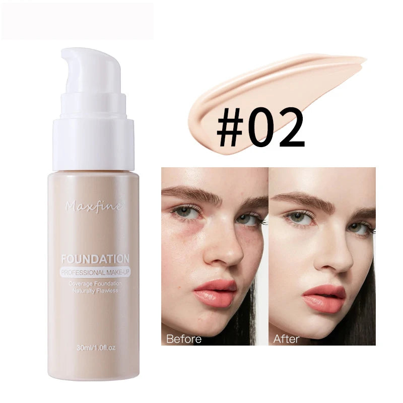 MAXFINE Waterproof Liquid Foundation - Long-Lasting Concealer