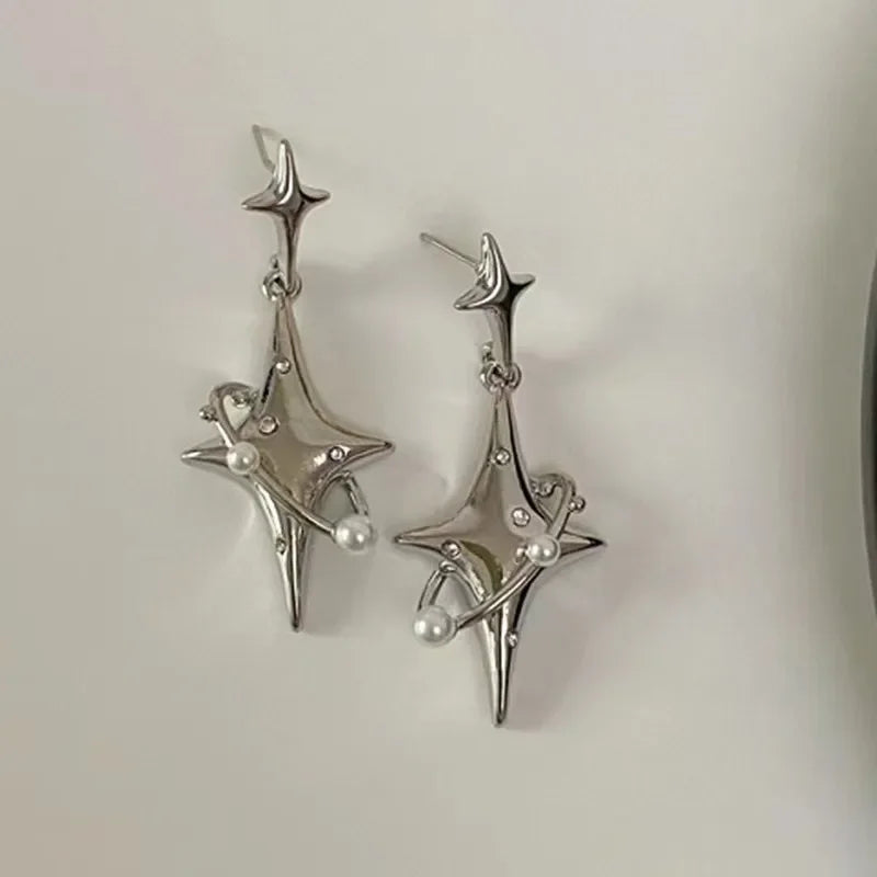 Star Drop Earrings - Pearl & Crystal Fashion Jewelry