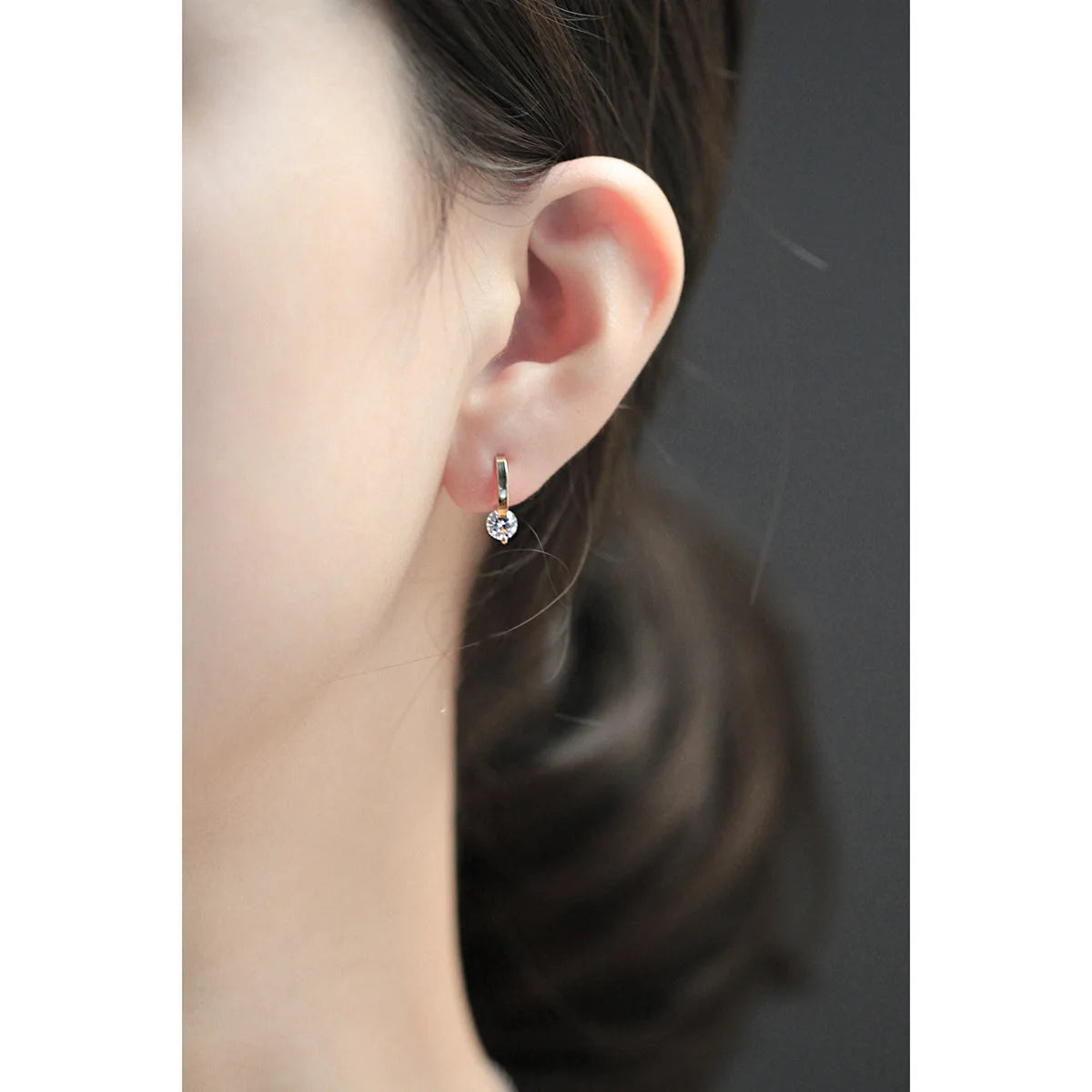 Sterling Silver Zircon Stud Earrings - Gold Plated Crystal Jewelry