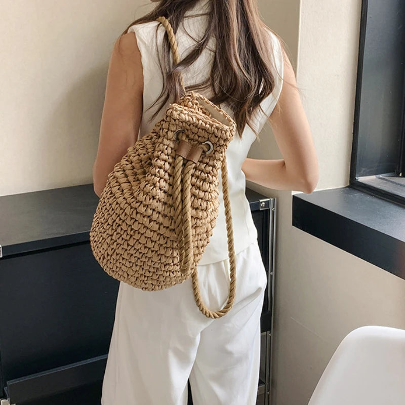 Women's Straw Backpack - Large Capacity Designer Bag