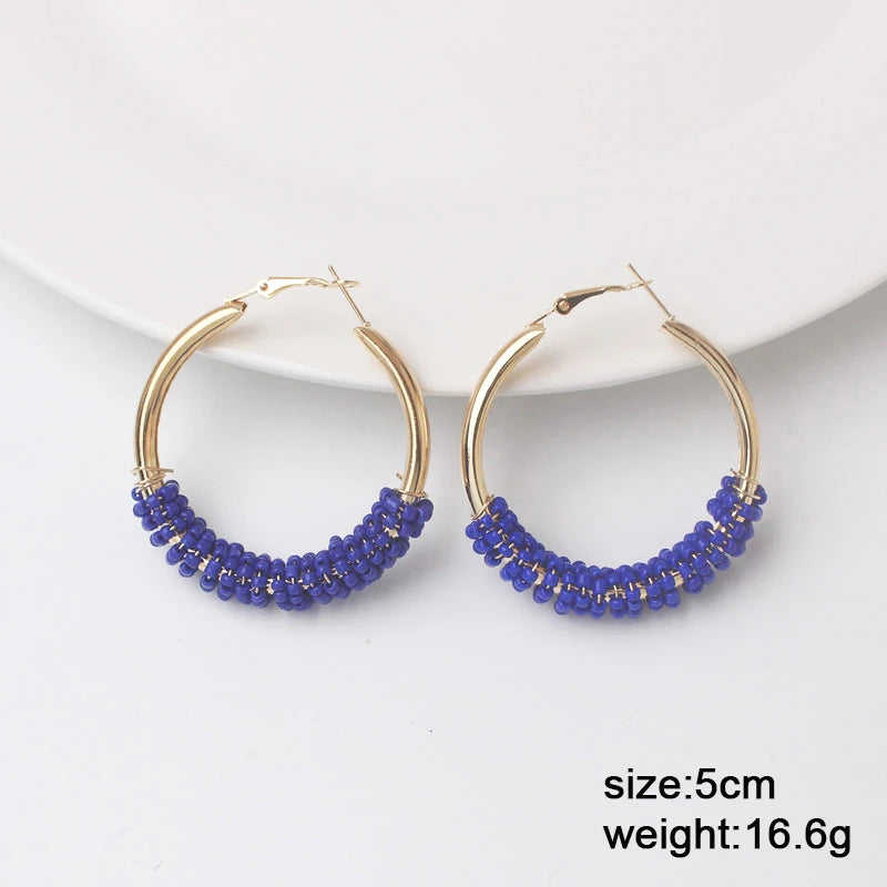 Bohemian Geometric Earrings - Blue Flower Butterfly Dangle Earrings for Women